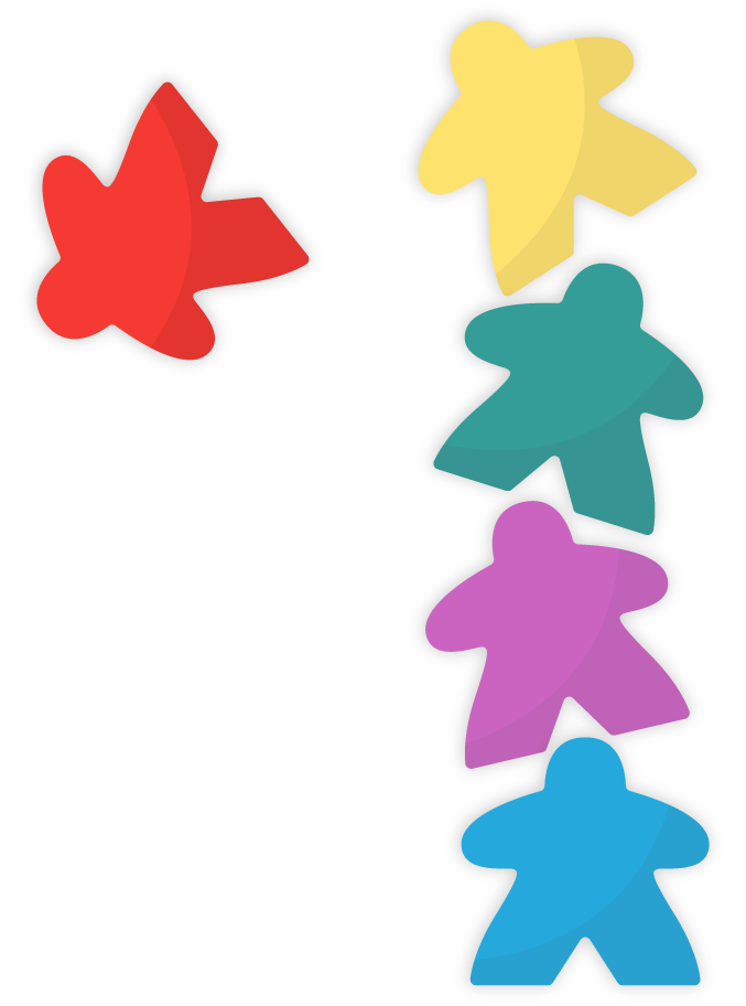 A joyous stack of meeples.